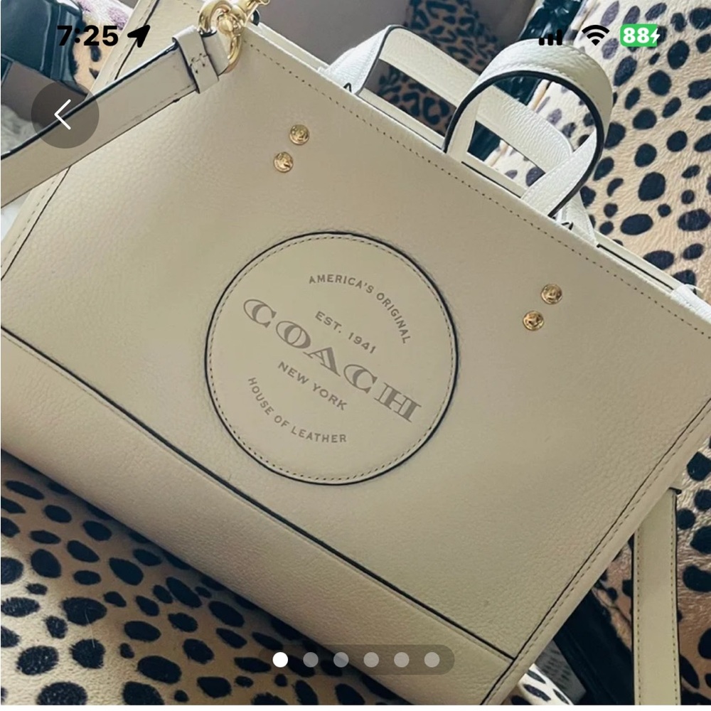 Coach White Leather Tote with Gold Accents